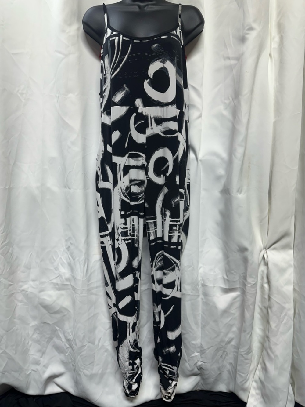Janette Plus Black and White jumpsuit with pockets